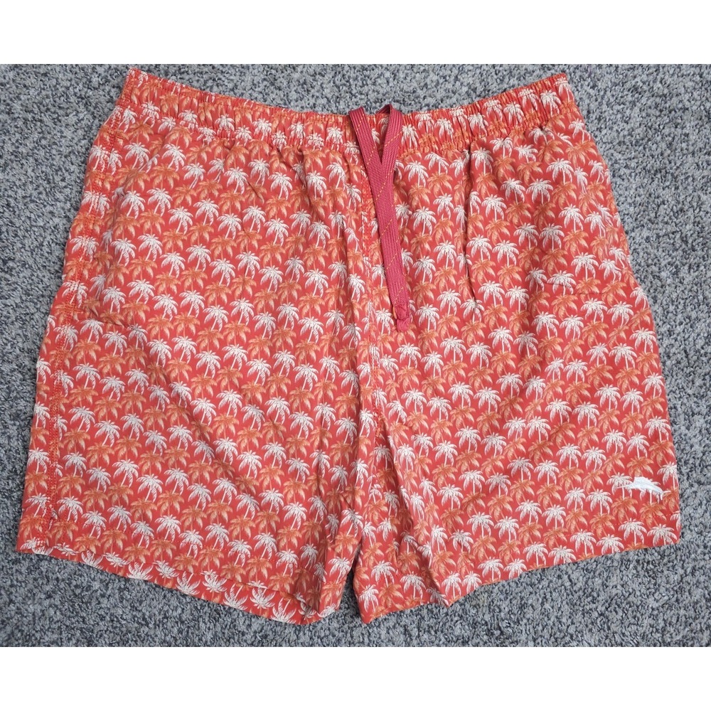 Tommy Bahama‎ Nylon Swim Trunks Orange Palm Tree Men's Medium Relax